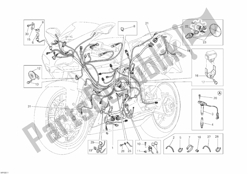 All parts for the Wiring Harness of the Ducati Superbike 848 USA 2010